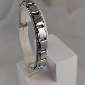 STAINLESS STEEL ITALIAN CHARM BRACELET/9MM/ SHINNY SILVER/ BRAND NEW